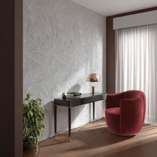 Parete studio decorativa in foglie in rilievo